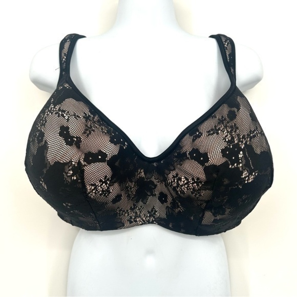 CACIQUE Size 42H Black Lace Bra With Adjustable Straps